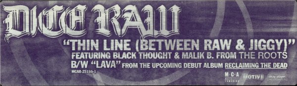 Dice Raw - Thin Line (Between Raw & Jiggy) / Lava | MCA Records (MCAR-25155-1) - 3