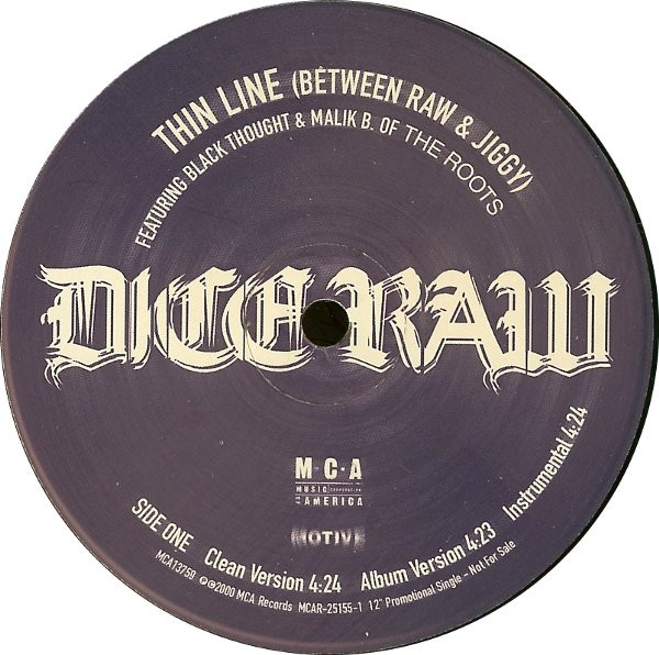 Dice Raw - Thin Line (Between Raw & Jiggy) / Lava | MCA Records (MCAR-25155-1) - main