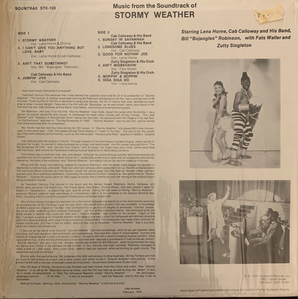 Lena Horne , Cab Calloway , Bill "Bojangles" Robinson And Fats Waller - Stormy Weather | Sountrak (STK-103) - 2