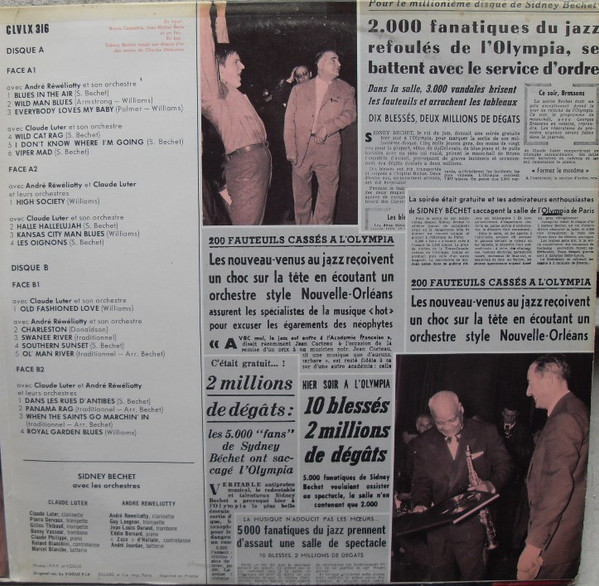 Sidney Bechet - Le Soir Où... L'on Cassa L'Olympia | Disques Vogue (CLVLX 316) - 3