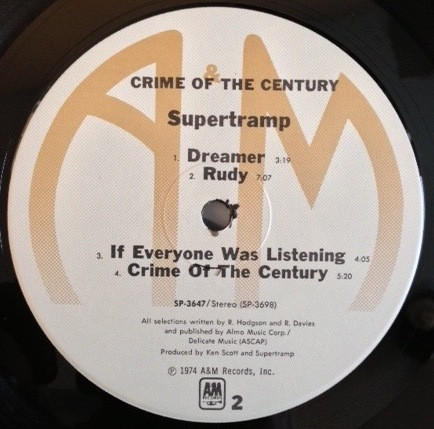Supertramp - Crime Of The Century | A&M Records (SP-3647) - 2