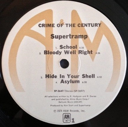 Supertramp - Crime Of The Century | A&M Records (SP-3647) - main