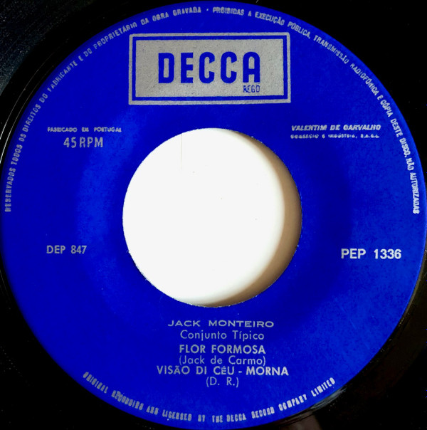 Djack Monteiro - Judith - Mornas E Coladeras | Decca (PEP 1336) - 2