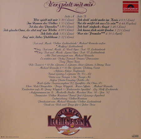 Volker Lechtenbrink - Wer Spielt Mit Mir | Polydor (2372 125) - 2 Volker Lechtenbrink - Wer Spielt Mit Mir | Polydor (2372 125) - 2