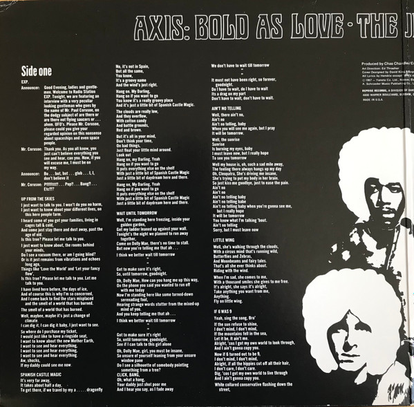 The Jimi Hendrix Experience - Axis: Bold As Love | Reprise Records (RS 6281) - 2