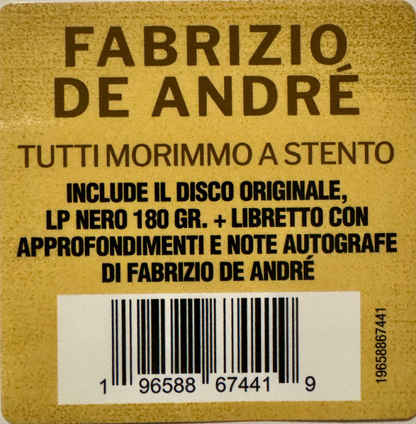 Fabrizio De André - Tutti Morimmo A Stento | Sony Music (196588674419) - 3 Fabrizio De André - Tutti Morimmo A Stento | Sony Music (196588674419) - 3