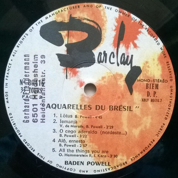 Baden Powell - Aquarelles Du Brésil | Barclay (80416) - 4