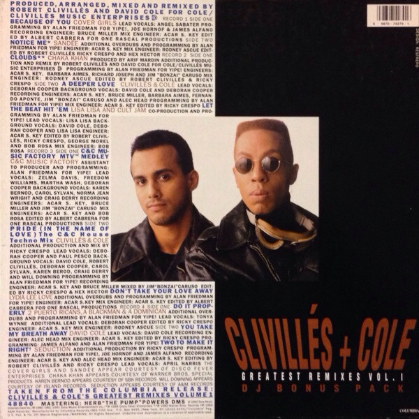 Clivillés & Cole - Greatest Remixes Vol. 1 (DJ Bonus Pack) | Columbia (C4S 4296) - 2