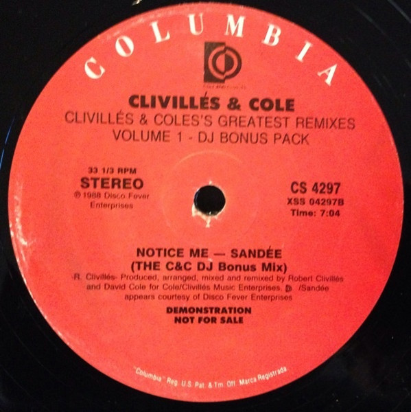 Clivillés & Cole - Greatest Remixes Vol. 1 (DJ Bonus Pack) | Columbia (C4S 4296) - 4