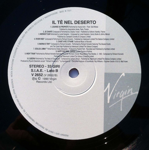 Ryuichi Sakamoto - Il Tè Nel Deserto (Music From The Original Motion Picture Soundtrack) | Virgin (V 2652) - 4 Ryuichi Sakamoto - Il Tè Nel Deserto (Music From The Original Motion Picture Soundtrack) | Virgin (V 2652) - 4