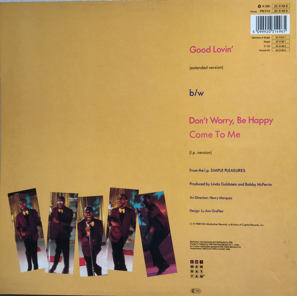 Bobby McFerrin - Good Lovin' | EMI-Manhattan Records (060-20 3149 6) - 2 Bobby McFerrin - Good Lovin' | EMI-Manhattan Records (060-20 3149 6) - 2