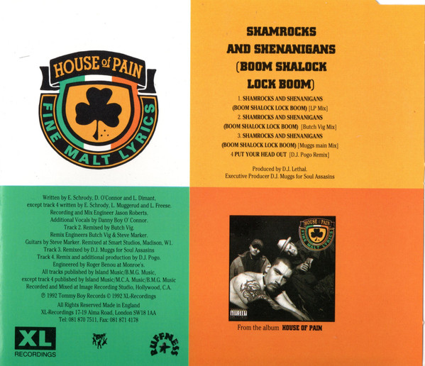 House Of Pain - Shamrocks And Shenanigans (Boom Shalock Lock Boom) | XL Recordings (XLS 38CD) - 2 House Of Pain - Shamrocks And Shenanigans (Boom Shalock Lock Boom) | XL Recordings (XLS 38CD) - 2