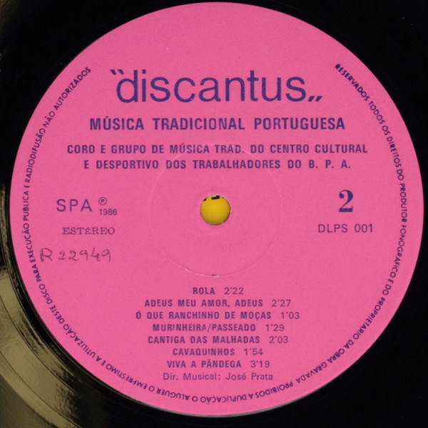 Coro E Grupo De Música Tradicional Do Centro Cultural E Desportivo Dos Trabalhadores Do Banco Português Do Atlântico - Música Tradicional Portuguesa | Discantus (DLPS 001) - 2