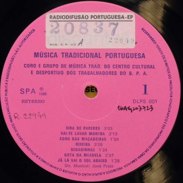 Coro E Grupo De Música Tradicional Do Centro Cultural E Desportivo Dos Trabalhadores Do Banco Português Do Atlântico - Música Tradicional Portuguesa | Discantus (DLPS 001) - main