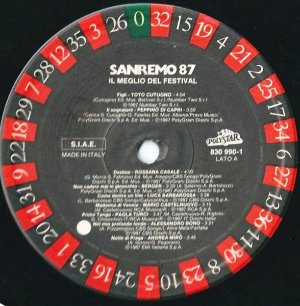 Various - Sanremo '87- Il Meglio Del Festival | Polystar (830 990-1) - 2 Various - Sanremo '87- Il Meglio Del Festival | Polystar (830 990-1) - 2