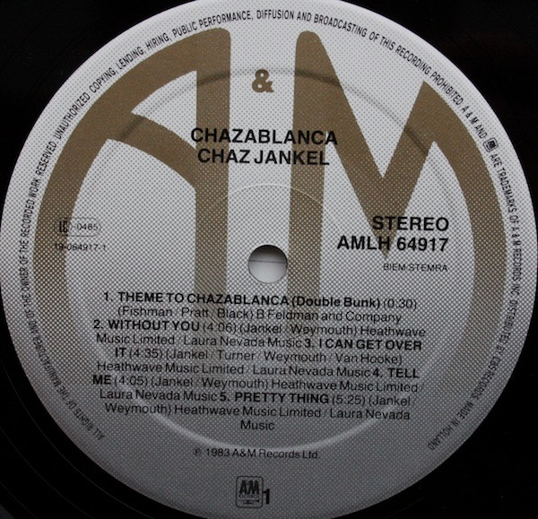 Chas Jankel - Chazablanca | A&M Records (AMLH 64917) - 3