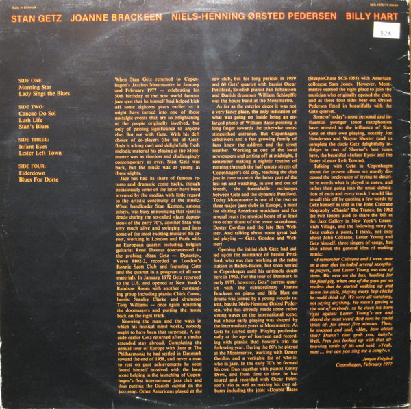 Stan Getz Quartet feat. Niels-Henning Ørsted Pedersen - Live At Montmartre | SteepleChase (SCS-1073/74) - 2 Stan Getz Quartet feat. Niels-Henning Ørsted Pedersen - Live At Montmartre | SteepleChase (SCS-1073/74) - 2