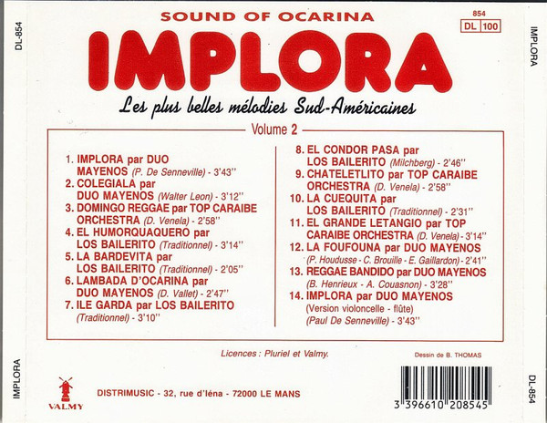 Various - Sound Of Ocarina , Implora , Les Plus Belles Mélodies Sud-Américaines Volume 2 | Valmy (DL-854) - 2