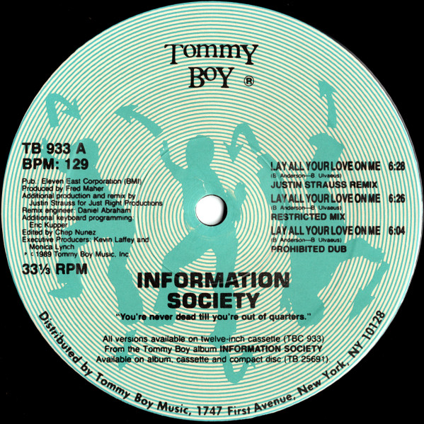 Information Society - Lay All Your Love On Me (12") [Vinyl] | Tommy Boy (TB 933) - 3