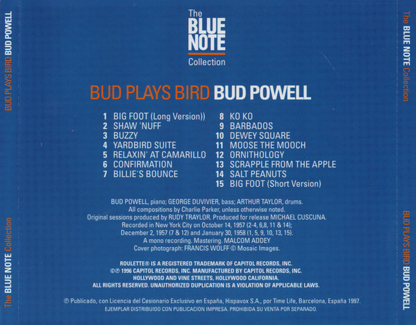 Bud Powell - Bud Plays Bird | Capitol Records (CDP 7243 8 37137 2 1) - 2