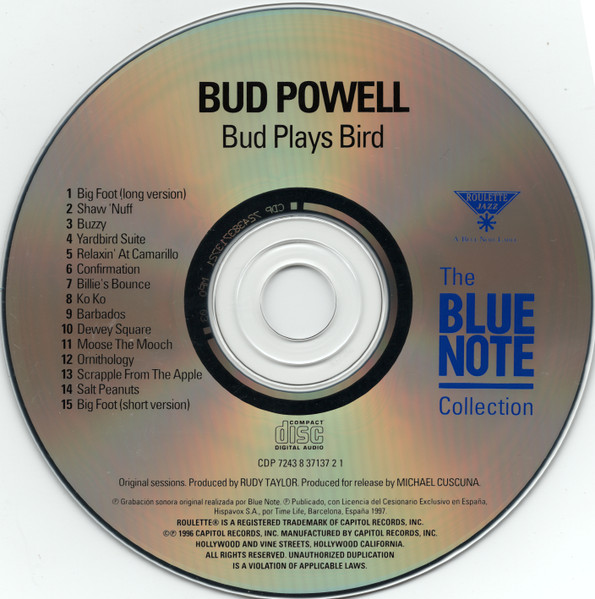 Bud Powell - Bud Plays Bird | Capitol Records (CDP 7243 8 37137 2 1) - 4