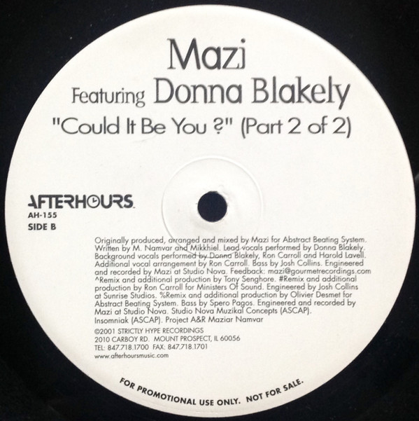 Mazi Namvar Featuring Donna Blakely - Could It Be You? (Part 2 Of 2) | Afterhours (AH-155)