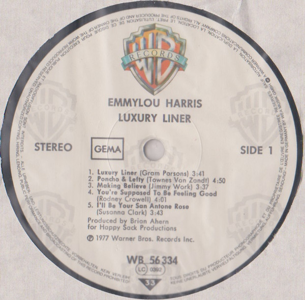 Emmylou Harris - Luxury Liner | Warner Bros. Records (WB 56 334) - 2 Emmylou Harris - Luxury Liner | Warner Bros. Records (WB 56 334) - 2