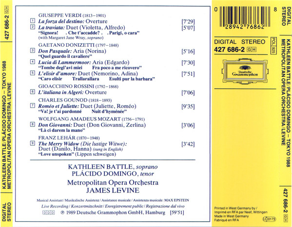 Kathleen Battle , Placido Domingo , James Levine , The Metropolitan Opera House Orchestra - Live In Tokyo 1988 | Deutsche Grammophon (427 686-2) - 2 Kathleen Battle , Placido Domingo , James Levine , The Metropolitan Opera House Orchestra - Live In Tokyo 1988 | Deutsche Grammophon (427 686-2) - 2
