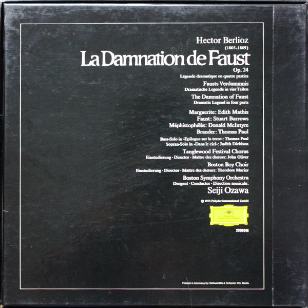 Hector Berlioz , Edith Mathis , Stuart Burrows , Donald McIntyre , Thomas Paul , Tanglewood Festival Chorus , Boston Symphony Orchestra , Seiji Ozawa - La Damnation De Faust | Deutsche Grammophon (2709 048) - 2 Hector Berlioz , Edith Mathis , Stuart Burrows , Donald McIntyre , Thomas Paul , Tanglewood Festival Chorus , Boston Symphony Orchestra , Seiji Ozawa - La Damnation De Faust | Deutsche Grammophon (2709 048) - 2