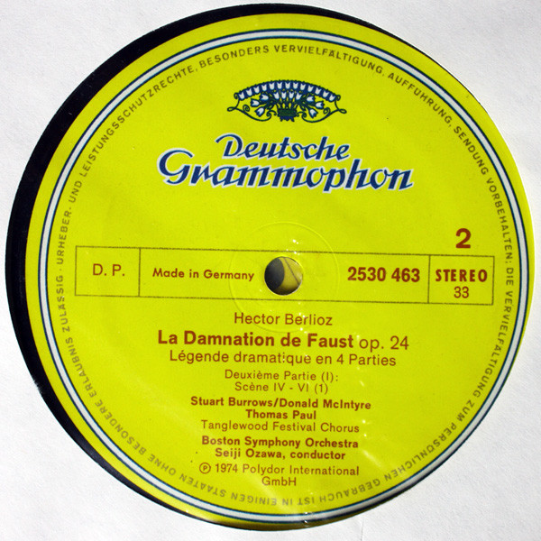 Hector Berlioz , Edith Mathis , Stuart Burrows , Donald McIntyre , Thomas Paul , Tanglewood Festival Chorus , Boston Symphony Orchestra , Seiji Ozawa - La Damnation De Faust | Deutsche Grammophon (2709 048) - 4 Hector Berlioz , Edith Mathis , Stuart Burrows , Donald McIntyre , Thomas Paul , Tanglewood Festival Chorus , Boston Symphony Orchestra , Seiji Ozawa - La Damnation De Faust | Deutsche Grammophon (2709 048) - 4