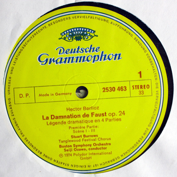 Hector Berlioz , Edith Mathis , Stuart Burrows , Donald McIntyre , Thomas Paul , Tanglewood Festival Chorus , Boston Symphony Orchestra , Seiji Ozawa - La Damnation De Faust | Deutsche Grammophon (2709 048) - 3 Hector Berlioz , Edith Mathis , Stuart Burrows , Donald McIntyre , Thomas Paul , Tanglewood Festival Chorus , Boston Symphony Orchestra , Seiji Ozawa - La Damnation De Faust | Deutsche Grammophon (2709 048) - 3