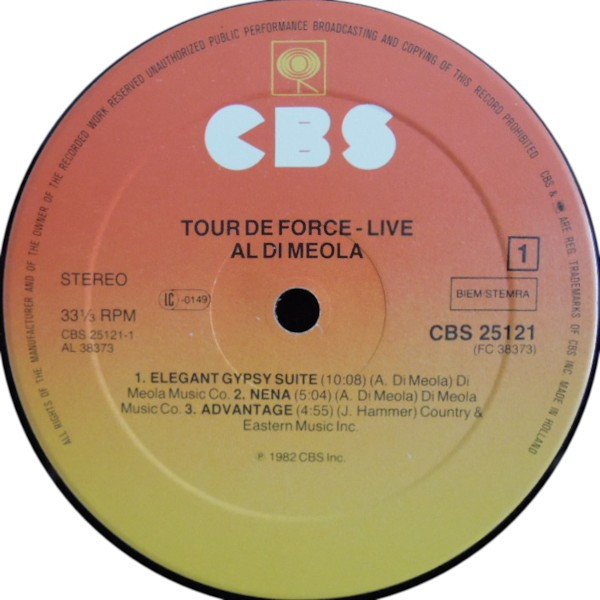 Al Di Meola - Tour De Force - "Live" | CBS (CBS 25121) - 3