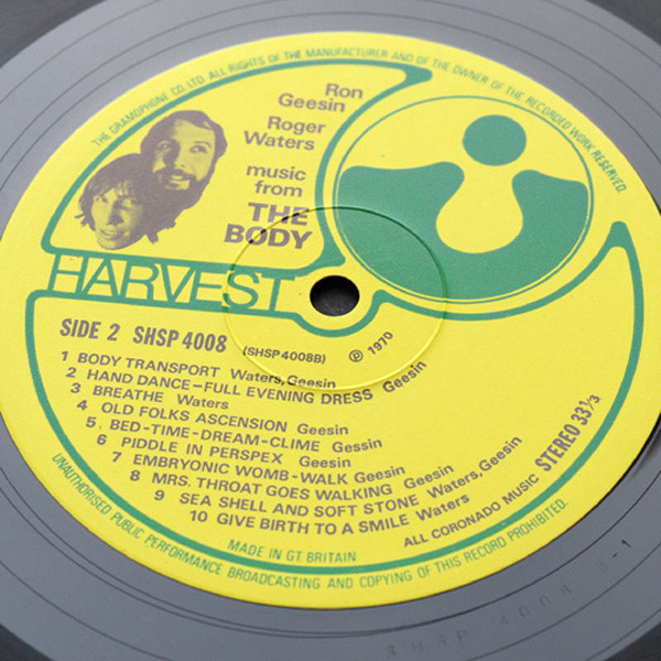 Ron Geesin & Roger Waters - Music From The Body | Harvest (SHSP 4008) - 4