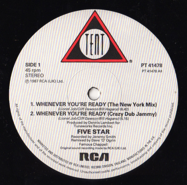 Five Star - Whenever You're Ready (The New York Mix) | Tent (PT 41478) - 3