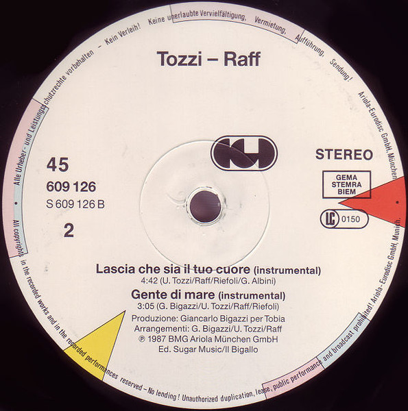 Umberto Tozzi - RAF - Gente Di Mare | BMG Ariola München GmbH (609 126) - 4 Umberto Tozzi - RAF - Gente Di Mare | BMG Ariola München GmbH (609 126) - 4