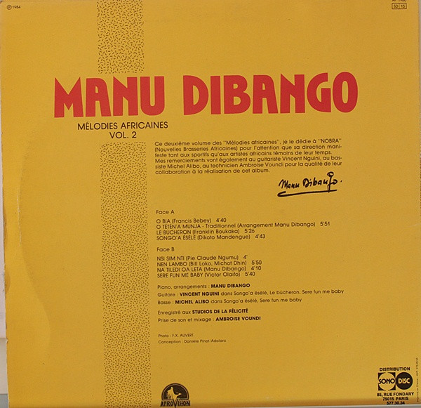 Manu Dibango - Mélodies Africaines Volume 2 | AfroVision Records (AF 1986) - 2 Manu Dibango - Mélodies Africaines Volume 2 | AfroVision Records (AF 1986) - 2
