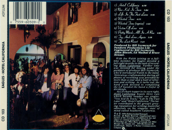 Eagles - Hotel California [CD] | Asylum Records (CD 103) - 2