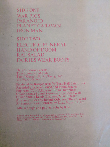 Black Sabbath - Paranoid | Warner Bros. Records (WS 1887) - 3 Black Sabbath - Paranoid | Warner Bros. Records (WS 1887) - 3