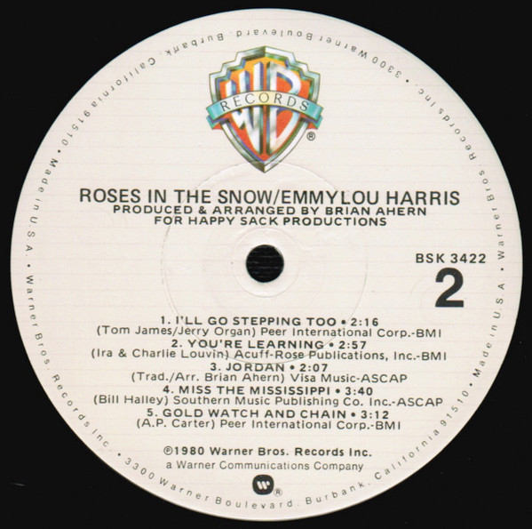 Emmylou Harris - Roses In The Snow | Warner Bros. Records (BSK 3422) - 4 Emmylou Harris - Roses In The Snow | Warner Bros. Records (BSK 3422) - 4