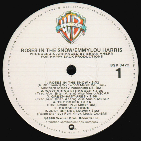 Emmylou Harris - Roses In The Snow | Warner Bros. Records (BSK 3422) - 3 Emmylou Harris - Roses In The Snow | Warner Bros. Records (BSK 3422) - 3