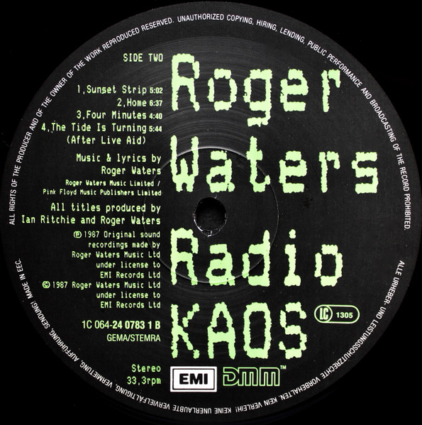 Roger Waters - Radio K.A.O.S. | EMI (1C 064-24 0783 1) - 4