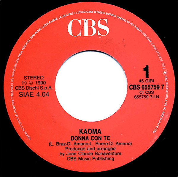 Kaoma - Donna Con Te | CBS (655759 7) - 3