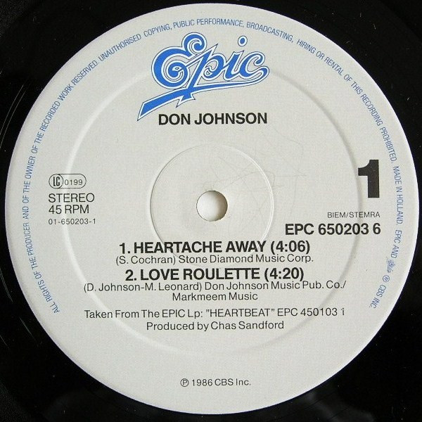 Don Johnson - Heartache Away | Epic (EPC 650203 6) - 3