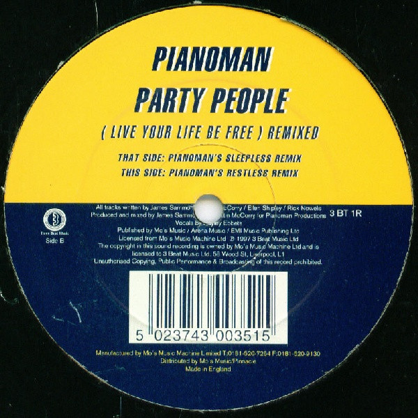 Pianoman - Party People (Live Your Life Be Free) Remixed | 3 Beat Music (3 BT 1R) - main