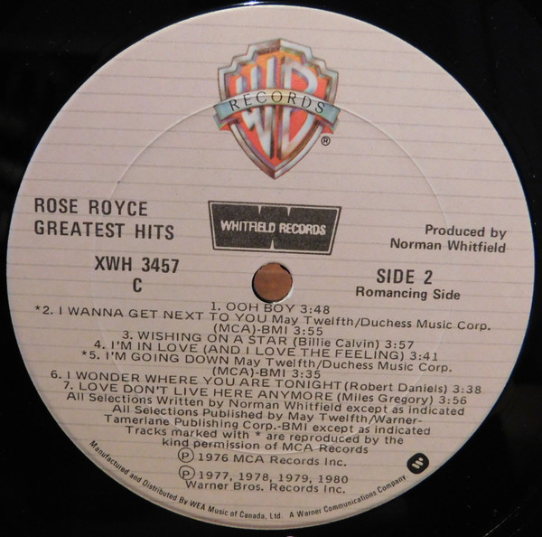 Rose Royce - Greatest Hits | Warner Bros. Records (XWH 3457) - 4 Rose Royce - Greatest Hits | Warner Bros. Records (XWH 3457) - 4