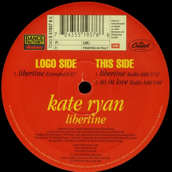 Kate Ryan - Libertine | Dance Factory (7243 5 51937 6 6)