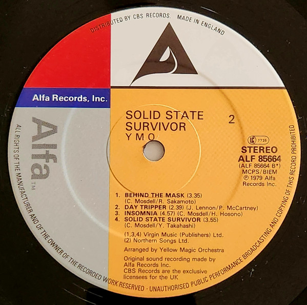 Yellow Magic Orchestra - Solid State Survivor | Alfa (ALF 85664) - 4