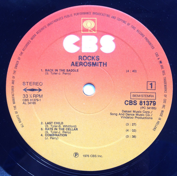 Aerosmith - "Rocks" | CBS (CBS 81379) - 4 Aerosmith - "Rocks" | CBS (CBS 81379) - 4