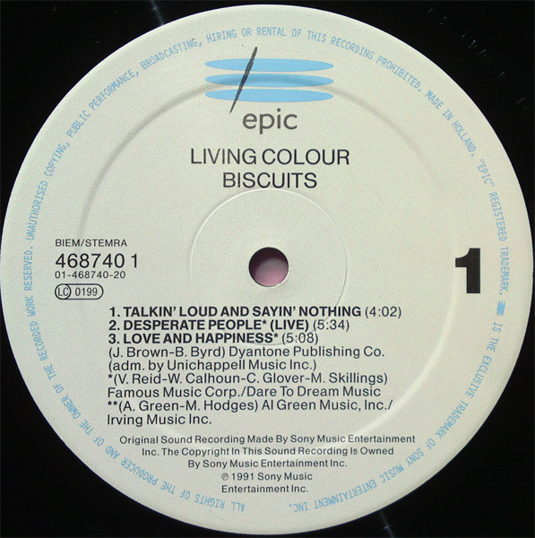 Living Colour - Biscuits | Epic (EPC 468740 1) - 3 Living Colour - Biscuits | Epic (EPC 468740 1) - 3