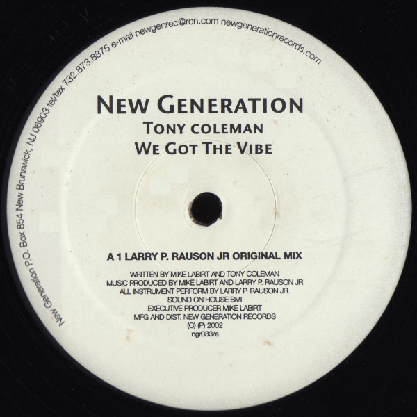 Tony Coleman - We Got The Vibe | New Generation Records (ngr033) - main Tony Coleman - We Got The Vibe | New Generation Records (ngr033) - main